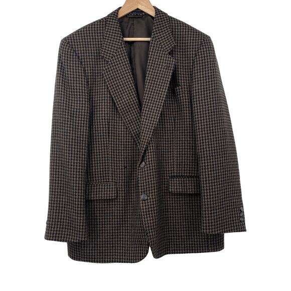 Peruvian Alpaca Herringbone Brown Tweed Sports Jacket Blazer Jeffrey Banks 44R - Picture 1 of 12